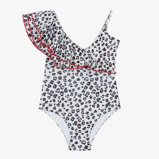 Monnalisa-Girls Ivory Leopard Print Swimsuit | Childrensalon Outlet