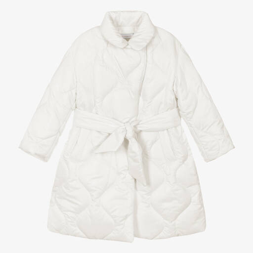 Monnalisa-Girls Ivory Quilted Padded Coat | Childrensalon Outlet