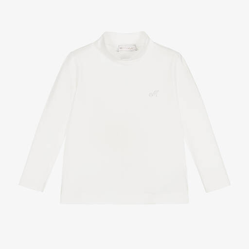 Monnalisa-Girls Ivory Roll Neck Top | Childrensalon Outlet