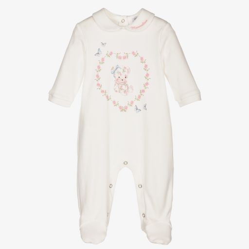Monnalisa-Кремовый комбинезон с медвежонком для девочек | Childrensalon Outlet