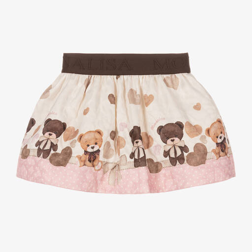 Monnalisa-Кремовая юбка с медвежатами | Childrensalon Outlet