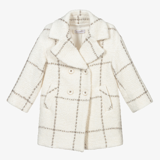 Monnalisa-Кремовое шерстяное пальто для девочек | Childrensalon Outlet