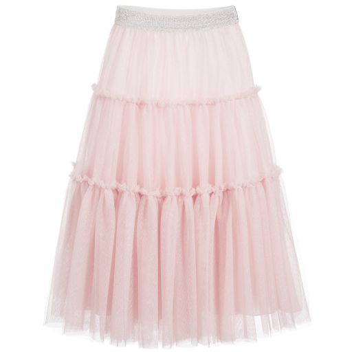 Monnalisa Chic-Girls Long Pink Tulle Skirt | Childrensalon Outlet