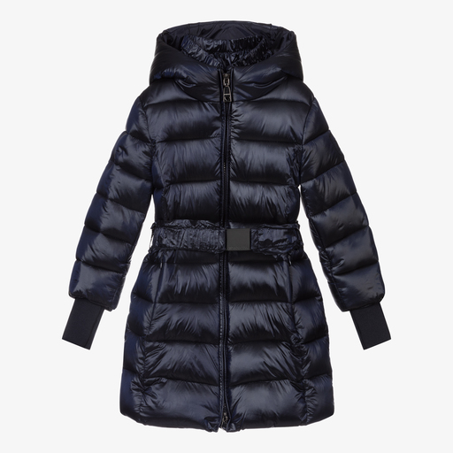 Monnalisa-Girls Navy Blue Puffer Coat | Childrensalon Outlet