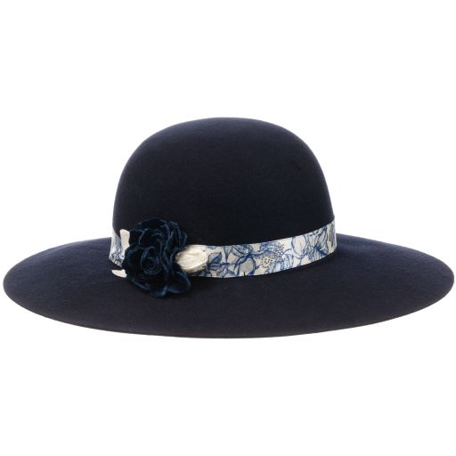 Monnalisa Chic-Girls Navy Blue Wool Hat | Childrensalon Outlet