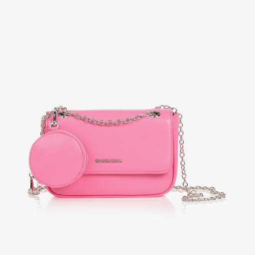 Monnalisa-Girls Neon Pink Faux Leather Bag (21cm) | Childrensalon Outlet