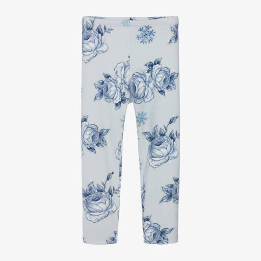 Monnalisa-Girls Pale Blue Floral Trousers | Childrensalon Outlet