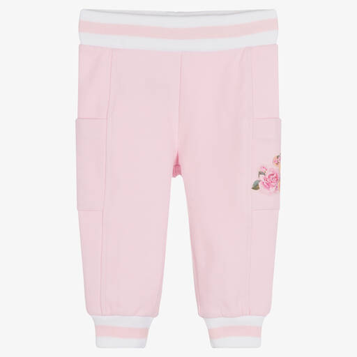 Monnalisa-Girls Pale Pink Cotton Joggers | Childrensalon Outlet