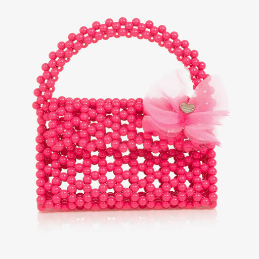 Monnalisa-Girls Pink Beaded Handbag (19cm) | Childrensalon Outlet