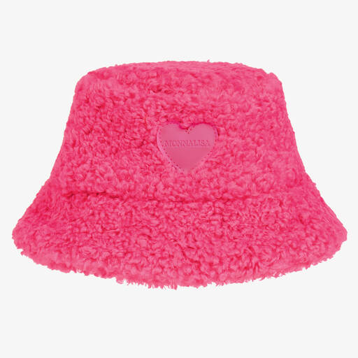 Monnalisa-Girls Pink Borg Bucket Hat | Childrensalon Outlet