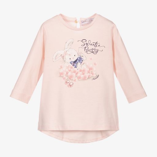 Monnalisa-Girls Pink Bunny Tunic  | Childrensalon Outlet