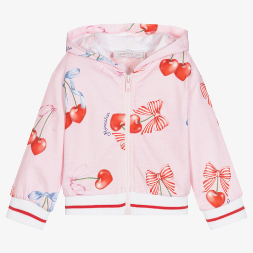 Monnalisa-Girls Pink Cherries Zip-Up Top | Childrensalon Outlet