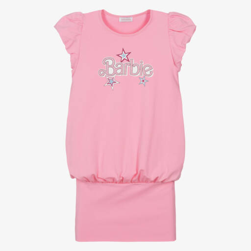Monnalisa-Платье из розового хлопка для девочек в стиле Барби | Childrensalon Outlet