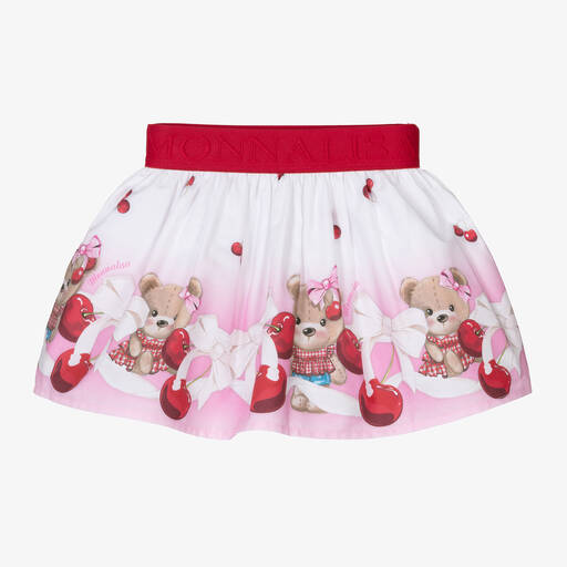 Monnalisa-Girls Pink Cotton Bear Skirt | Childrensalon Outlet