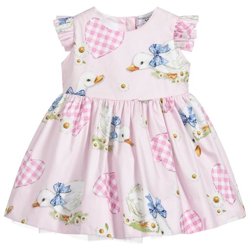 Monnalisa Bebé-Girls Pink Cotton Dress | Childrensalon Outlet