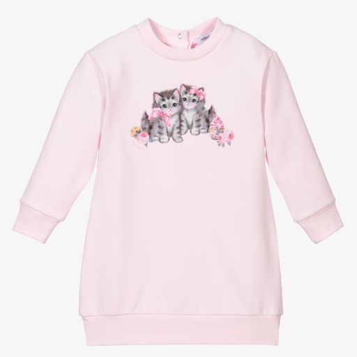 Monnalisa-Girls Pink Cotton Jersey Dress | Childrensalon Outlet