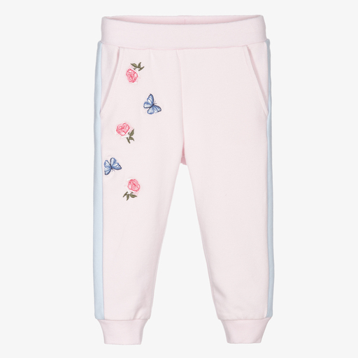 Monnalisa-Girls Pink Cotton Joggers  | Childrensalon Outlet
