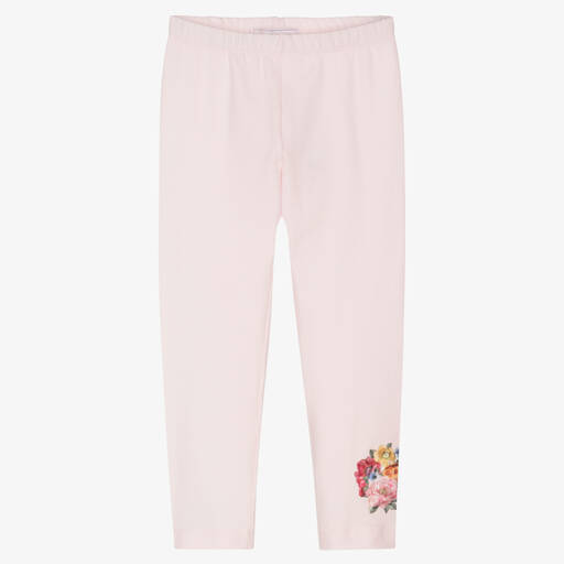 Monnalisa-Girls Pink Cotton Leggings | Childrensalon Outlet