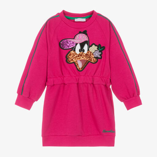 Monnalisa-Girls Pink Cotton Looney Tunes Dress | Childrensalon Outlet