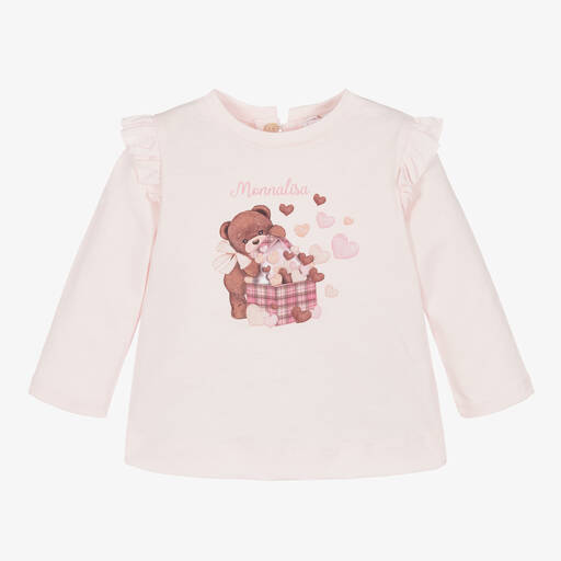 Monnalisa-T-shirt rose en coton Ourson Fille | Childrensalon Outlet