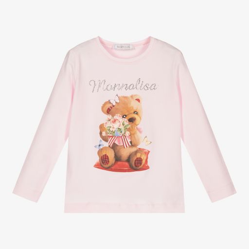 Monnalisa-Girls Pink Cotton Top | Childrensalon Outlet