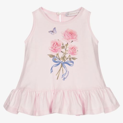 Monnalisa-Girls Pink Cotton Top | Childrensalon Outlet