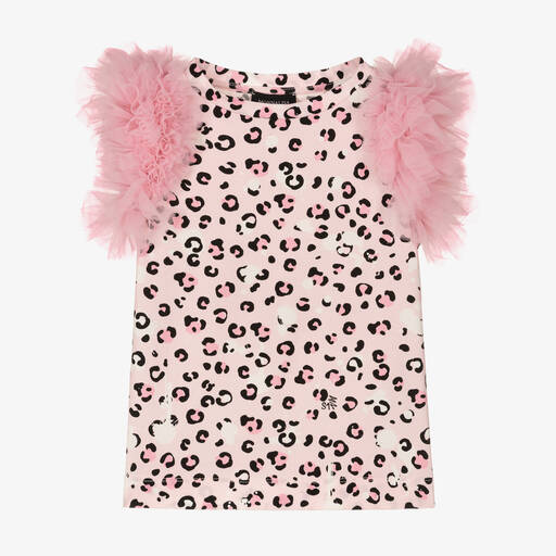 Monnalisa-Girls Pink Cotton & Tulle T-Shirt | Childrensalon Outlet