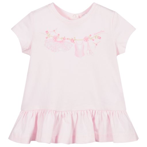 Monnalisa Bebé-Girls Pink Cotton Tunic Top | Childrensalon Outlet