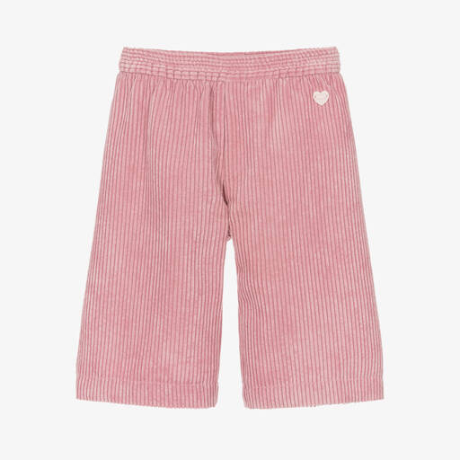 Monnalisa-Розовые укороченные вельветовые брюки | Childrensalon Outlet