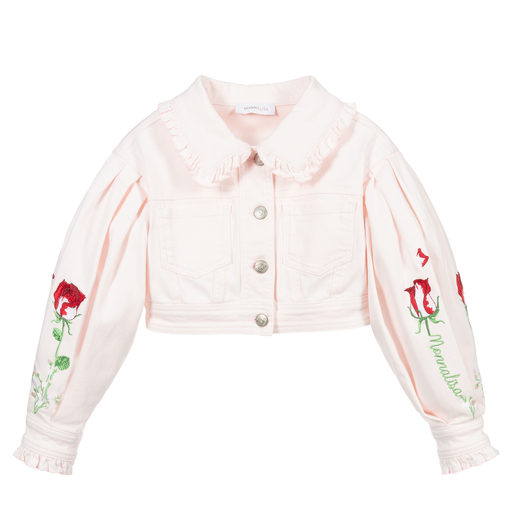 Monnalisa-Розовая джинсовая куртка для девочек | Childrensalon Outlet