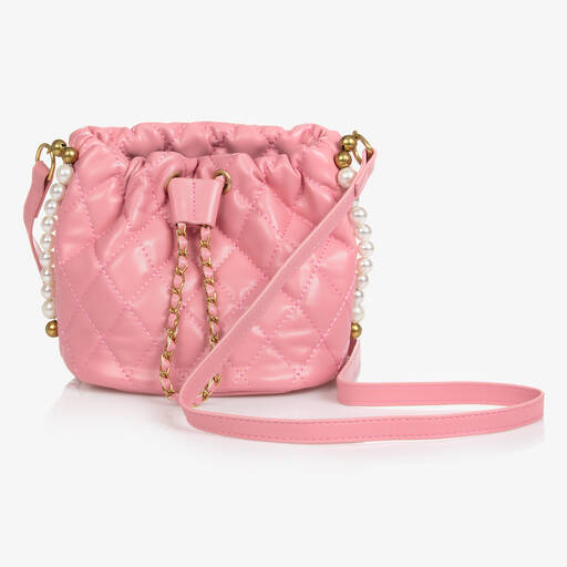 Monnalisa-Girls Pink Faux Leather Shoulder Bag (25cm) | Childrensalon Outlet