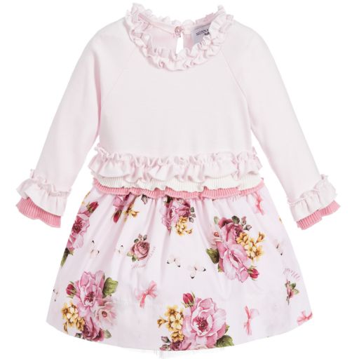 Monnalisa-Girls Pink Floral Dress | Childrensalon Outlet