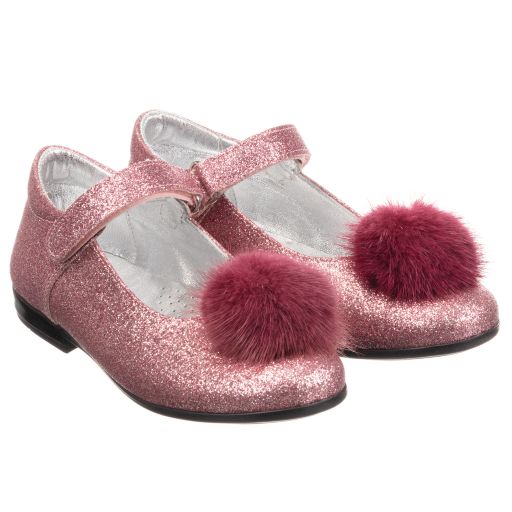 Monnalisa-حذاء جلد إصطناعي لون زهري برّاق للبنات  | Childrensalon Outlet