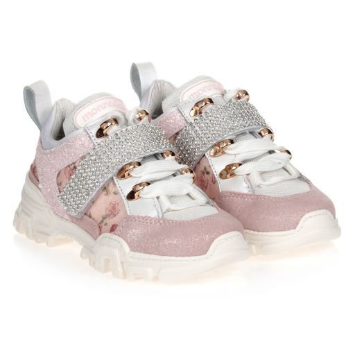 Monnalisa-Girls Pink Glitter Trainers | Childrensalon Outlet