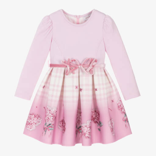 Monnalisa-Girls Pink Heart Pattern Dress | Childrensalon Outlet