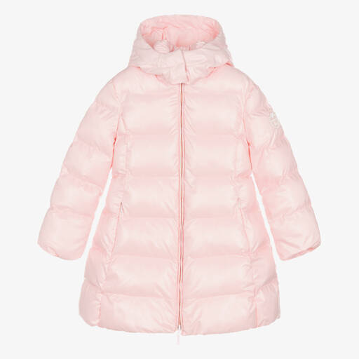 Monnalisa-Girls Pink Hooded Puffer Coat | Childrensalon Outlet