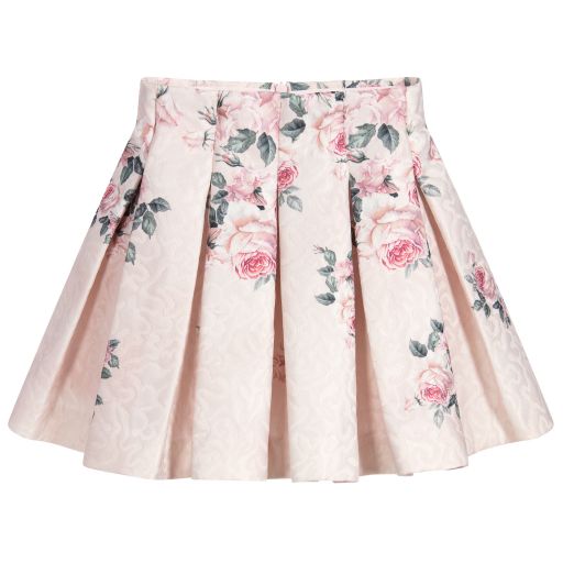 Monnalisa Chic-Girls Pink Jacquard Skirt | Childrensalon Outlet