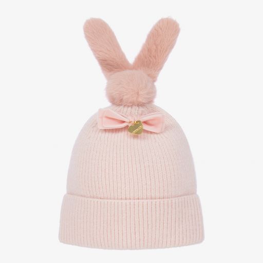 Monnalisa-Girls Pink Knitted Bunny Hat | Childrensalon Outlet