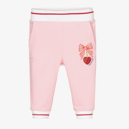 Monnalisa-Girls Pink Logo Cotton Joggers | Childrensalon Outlet