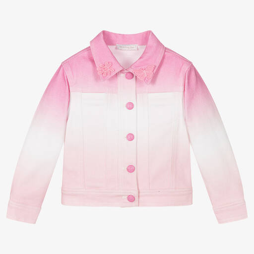 Monnalisa-Rosa Ombré-Jeansjacke für Mädchen | Childrensalon Outlet