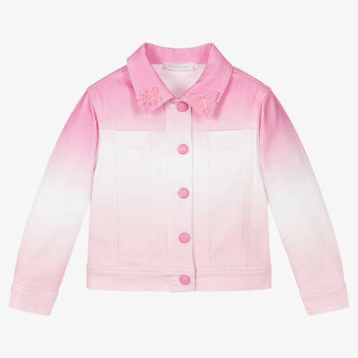Monnalisa-Girls Pink Ombré Denim Jacket | Childrensalon Outlet