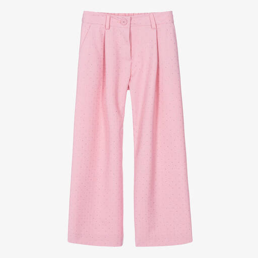 Monnalisa-Girls Pink Rhinestone Trousers | Childrensalon Outlet