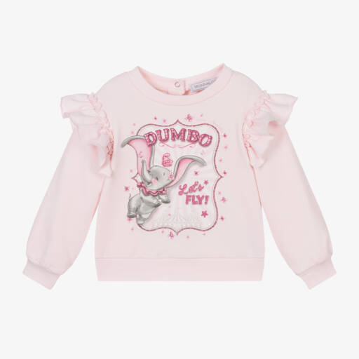 Monnalisa-Girls Pink Ruffle Cotton Jumper | Childrensalon Outlet