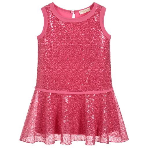 Monnalisa-Girls Pink Sequin Dress | Childrensalon Outlet