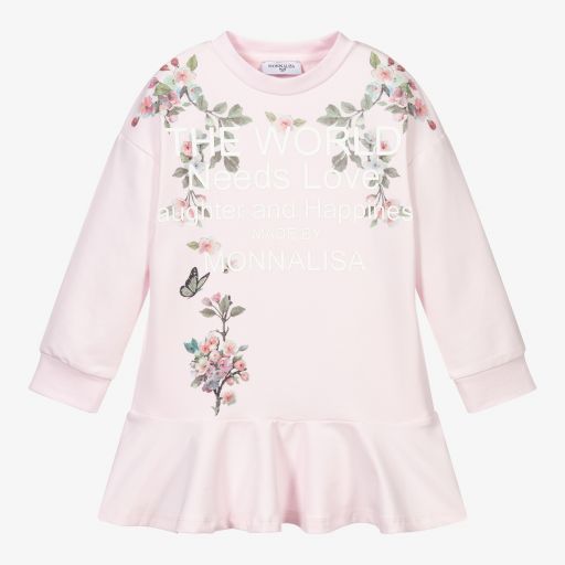 Monnalisa-Girls Pink Sweatshirt Dress | Childrensalon Outlet