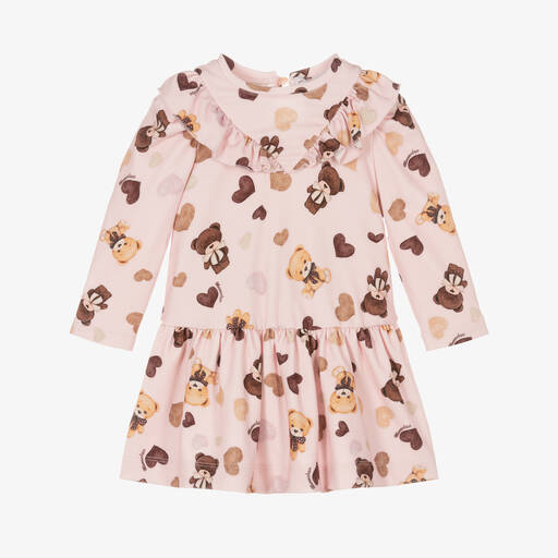 Monnalisa-Girls Pink Teddy Bear Dress | Childrensalon Outlet