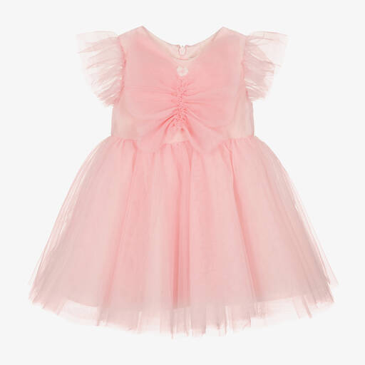 Monnalisa-Girls Pink Tulle Dress | Childrensalon Outlet