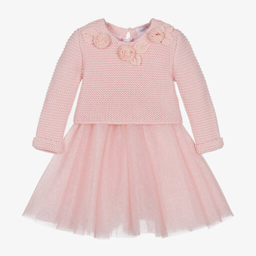 Monnalisa-Girls Pink Tulle Dress Set | Childrensalon Outlet