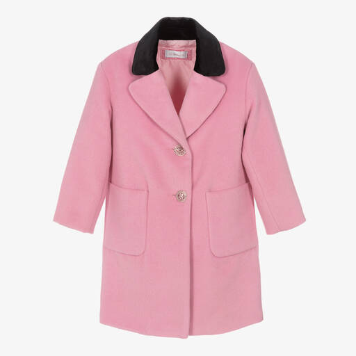 Monnalisa Chic-Розовое шерстяное пальто | Childrensalon Outlet