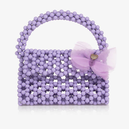 Monnalisa-Violette Perlen-Handtasche (19 cm) | Childrensalon Outlet